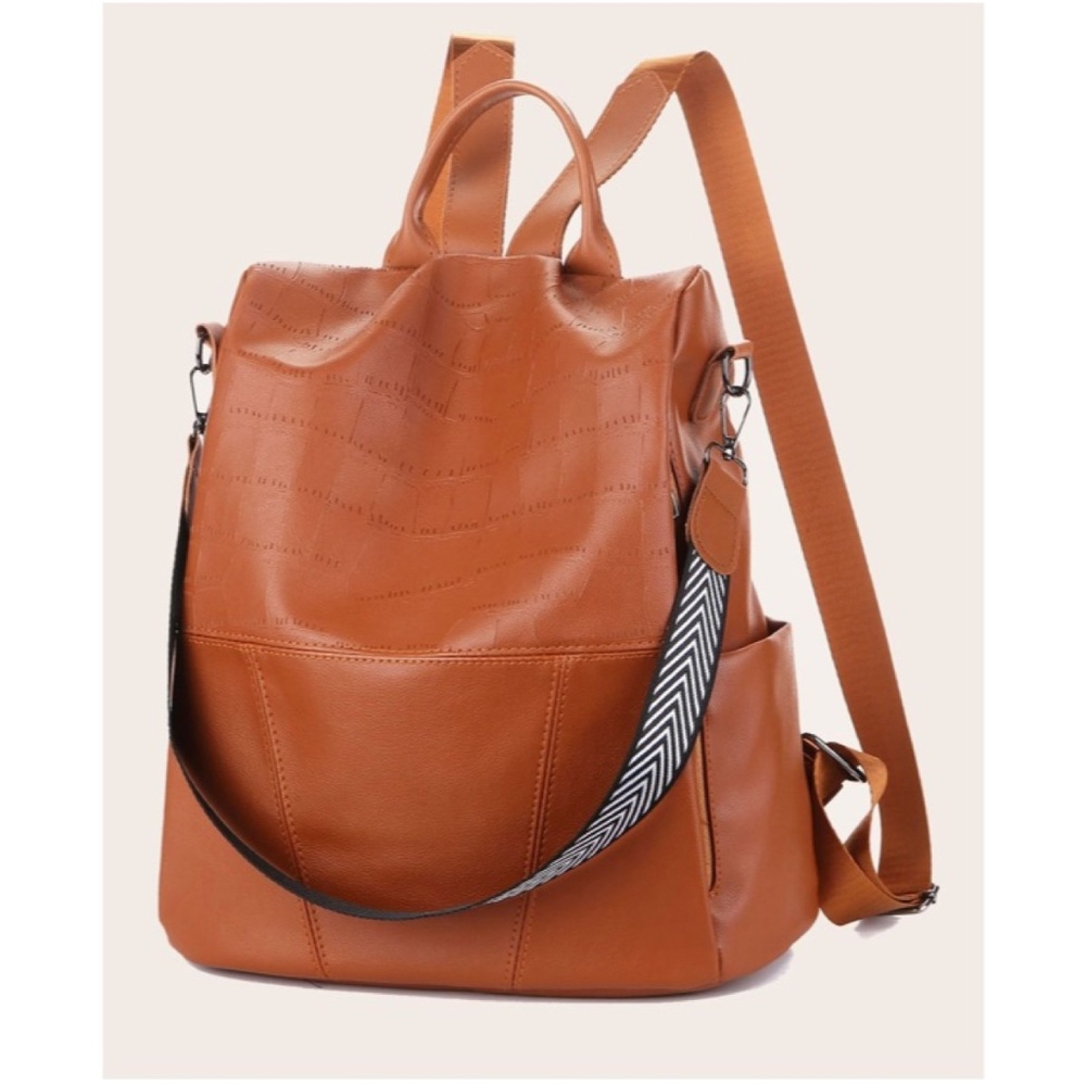 Classic Vegan Leather Zipper Mini Back Pack Minimalist - Picture 2 of 11